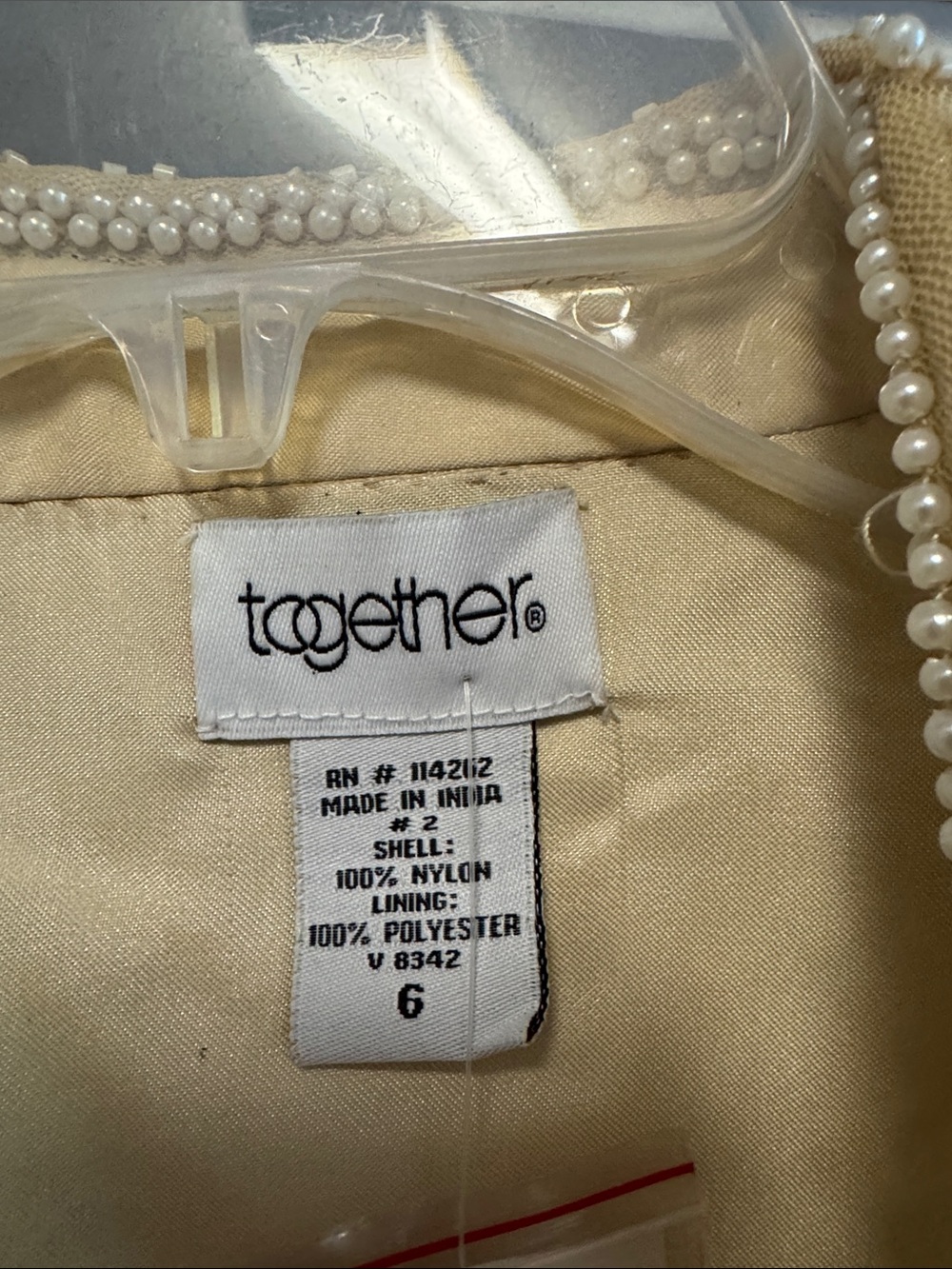 Gorgeous Together Champagne Beaded Floral Embellished Jacket Sz 6 - Picture 4 of 7